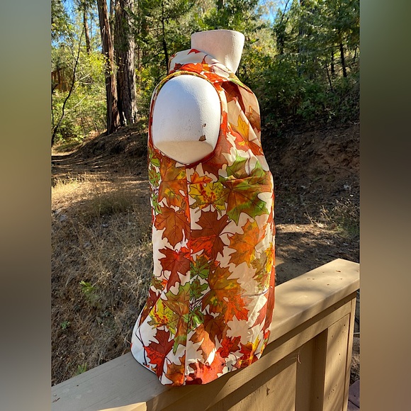 Vintage David Smith Sleeveless Collar Fall Leaves Shirt 💛🍁Medium Sz - Picture 4 of 6